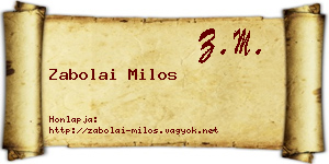Zabolai Milos névjegykártya